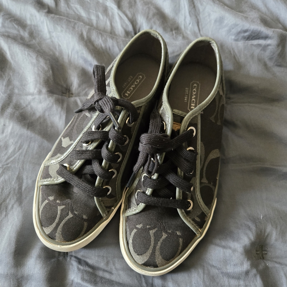 Coach Dee Optic Black and Gray Sneakers Sz 5B